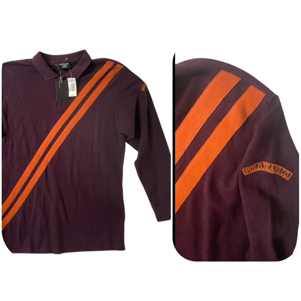 NEW Ralph Lauren Performance Polo Long Sleeve Shirt Sash Diagonal Stripe Wicking